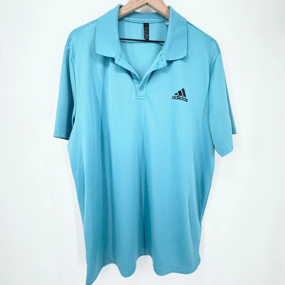 Adidas Golf Polo Shirt Men's XL Blue AEROREADY Moisture Wicking Performance